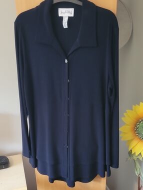Joseph Ribkoff Dark Navy Button-Front Lightweight Cardigan